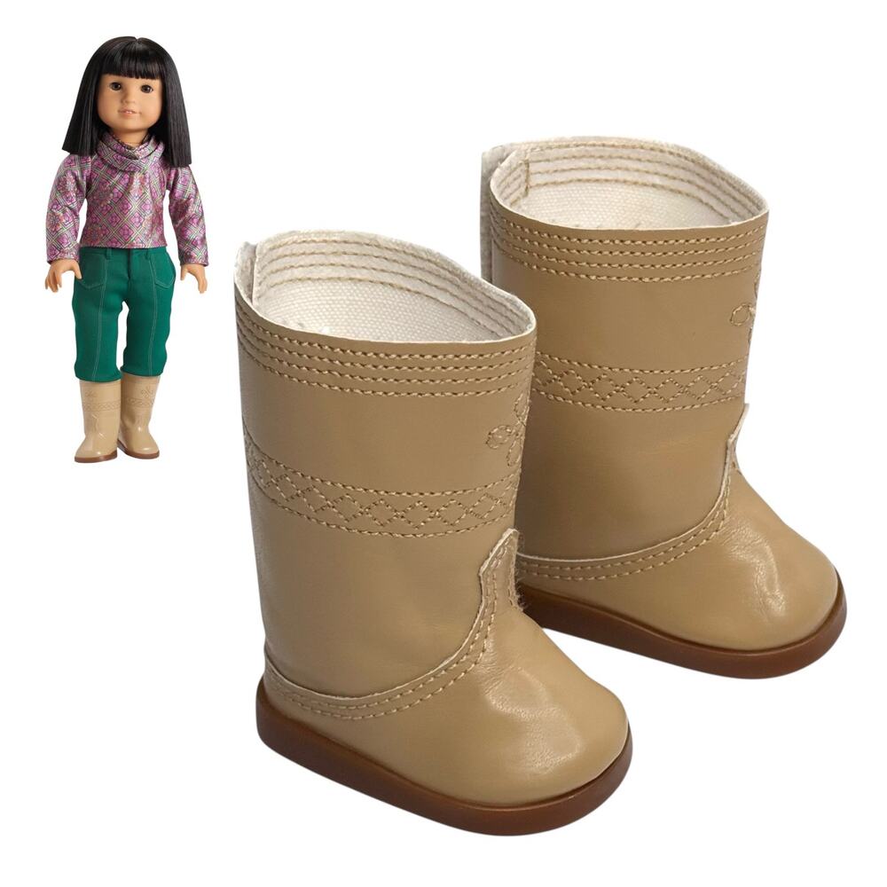American Girl Ivy Doll Boots Julie's Friend Meet Outfit Shoes Tan Brown Retired